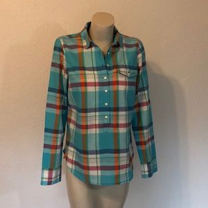 J Crew bright plaid popover shirt